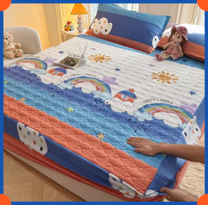 ผ้าปูที่นอน ผ้าปูที่นอนสีพื้น 6 ฟุต 5 ฟุต ผ้าปูที่นอนกันไรฝุ่น รัดมุม ...