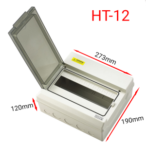 Tủ điện nổi nhựa gắn CB ngoài trời chống nước chống cháy chống bụi HT 12 - Sức Chứa 8-12 PCS - Chất Liệu Nhựa ABS