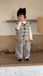 Baby autumn clothes 2026 Korean-style childrens clothing autumn collection boys penguin striped vest set