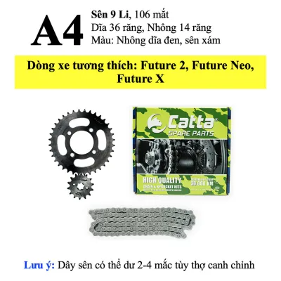 Nhông Sên Dĩa FUTURE Sên 9 Li/10 Ly Gia Nhiệt Nhiều Tầng Thép Carbon S45C NSD Xe Future Hiệu CATTA