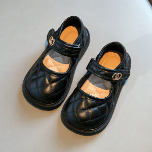 Fashion Girls Shoes Kids Little Princess Leather Shoes for Party Autumn and Spring Students Performance Shoes Black Beige