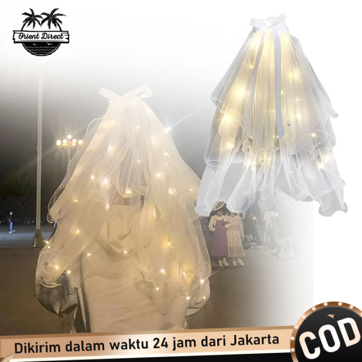 Bridal Veil LED Wedding Veil Glow In The Dark Kerudung Pengantin Vail Pengantin