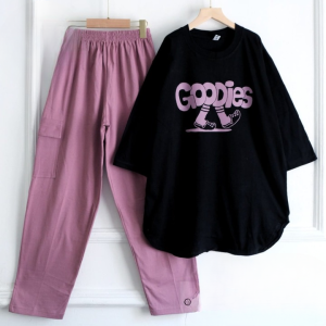 Setelan Wanita Jumbo Ransa Set Bahan Kaos Katun Combed Apk Sablon One Set Baju Atasan Dan Celana Kekinian