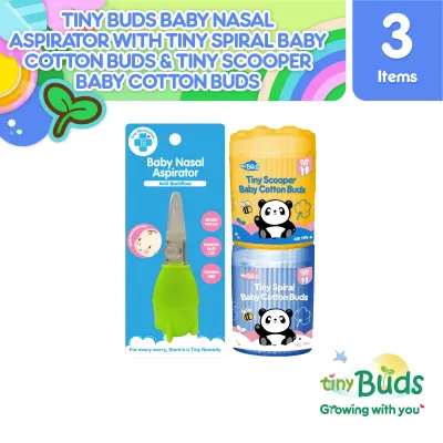 Tiny Buds Baby Nasal Cleaner with Tiny Scoopers and Tiny Spiral Baby Cotton Buds 400s (3pc)