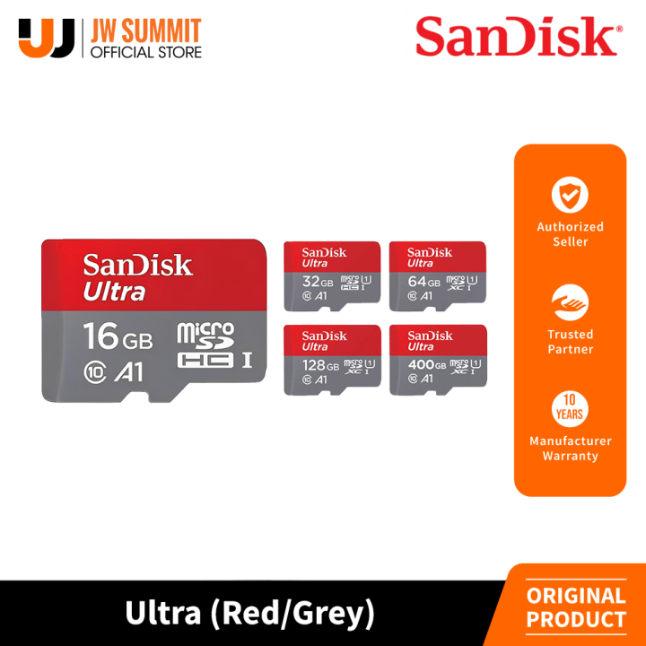 SanDisk Ultra 16GB/32GB/64GB/128GB/400GB MicroSDHC MicroSDXC UHS-I MicroSD  Card Memory Card Red/Grey Lazada PH