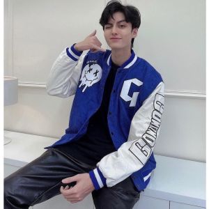 Áo khoác bomber Jacket varsity Gonz nam nữ Form rộngnhung tăm phong cách cá tính