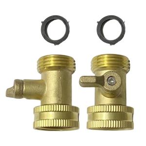 2pcs Garden Hose Shut Off Valves Sturdy Brass Connectors with Extended Handle and 4 Washers for Leakproof Performances