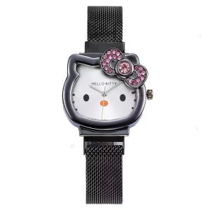 Tabuh Shop Jam Tangan Wanita Kasual Terbaru Motif Hello Kitty Diamond Strap Pasir Padat Stainless Steel Dial Tipis Style Korea Elegant Mewah -JWH1