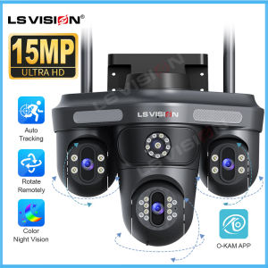 LS VISION 3 Lens 7K 15MP WIFI CCTV PTZ Camera IP66 Waterproof Outdoor Bluetooth Security Camera Humanoid Detection Automatic Tracking Full Color Night Vision Two-Way Audio IP Cameras