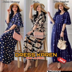 Dress Karen - Dress JUMBO Rayon Viscose Premium Home Dress Import Busui Fashion Korean Style Maxi Dress Kekinian