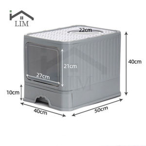 Foldable Large Cat Litter Box wth Lid Front Entry Top Exit Splash-proof Large Cat Toilet With Cat Litter Scoop