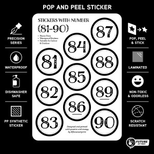 Set Number Stickers of 1-100 Alphabet Letter A-Z Symbols. Premium Sticker Label. For Restaurant Dining Table Nombor Meja