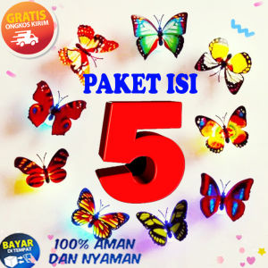 (Isi 5 pcs) Kupu Kupu LED Bercahaya / Kupu Kupu Dekorasi / Butterfly LED
