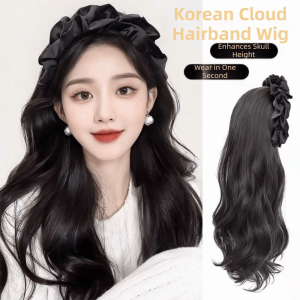 OMQAIO Hair Hoop Synthetic Cloud Headband Wigs Korean Style Hairpieces Long Wavy Curly Hair Hair Accessories Hair Extension Half Headband Wig Women