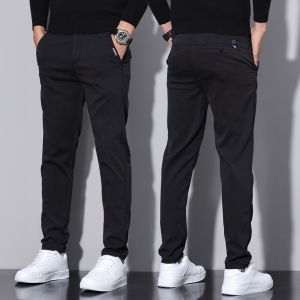 Men Formal Pants Office Stretchable Fit Thin Long Trousers Black Mens Casual Business Korean Pants Plus Size