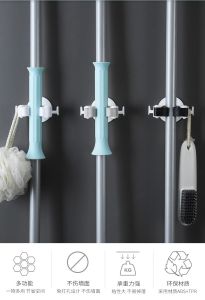 Wall Mount Adhesive Broom Clip Gripper Hanger Brush Hook Punch Free Penyangkut Mop Penyapu Umbrella Waterproof