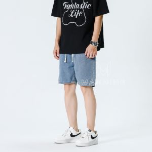 MANNING MJ11 jeans lurus pria jeans retro biru pria celana panjang panjang longgar celana panjang serut longgar musim panas celana panjang retro longgar bagian tipis