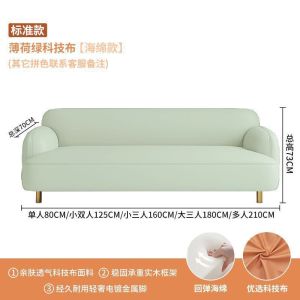 Fabric Sofa Solid Wood Sofa Inline Double Small Apartment Living Room Technology Cloth Material