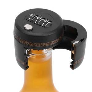 ขวดไวน์ล็อค-4กุญแจล็อครหัสตัวเลขสำหรับขวดเหล้าพลาสติกซีลภาชนะแอลกอฮอล์นำมาใช้ใหม่จุกไวน์กันเด็กและเหมาะสำหรับการเดินทาง