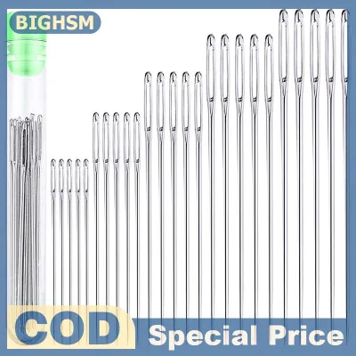 BIGHSM 25 chiếc Kim Khâu mắt lớn Kim Khâu kim da thủ công kim đan sợi thép Bộ dụng cụ may