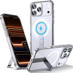 [Compatible with MagSafe] Hidden Metal StandSlim Hard PC Back Military Grade Protection Shockproof Phone Case for iPhone 17 Pro MaxAir16 Pro Max16E15 Plus14 Pro1312