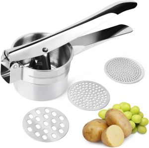 Mi.more Potato Mashers Riceers 3 in 1 Cetakan Presser Penghancur Pelumat Kentang Stainless Steel Pressure Mud Puree Sayur Fruit Press Maker Garlic Presser Juicer Pemeras Bayar di tempat