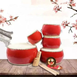 Magpul-กลองกลองหนังวัวกลองผู้ใหญ่กลองใหญ่ 7 นิ้วจีนแดงกลองเครื่องดนตรีกลองรบกลองเล็กกลองแบนสำหรับเด็กแสดง