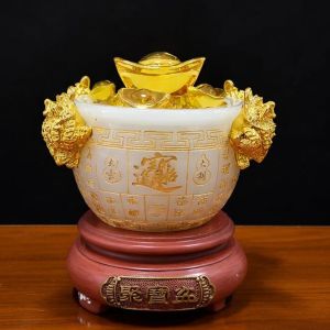 Bát Tụ Bảo Thỏi Vàng Nhiều Chữ Chiêu Tài Lộc Đặt Bàn Thờ Thần Tài Chất Liệu Bột Đá Cao Cấp Sang Trọng