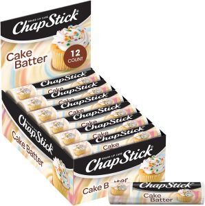 ChapStick Bulk Lip Balm Cake Batter 12-Pack - Delicious & Sweet Lip Moisturizer for Dry Lips Birthday Gifts Stocking Stuffers 0.15