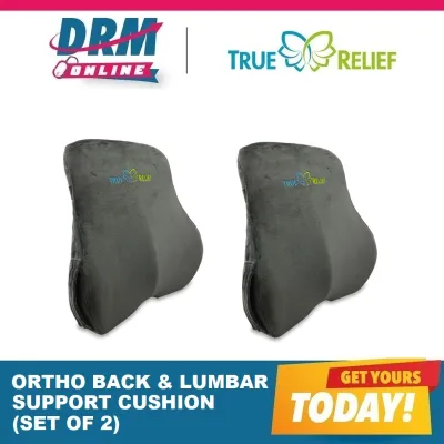 [DRM ONLINE] Official Distributor | True Relief Ortho-Back & Lumbar Support Cushion (Set of 2) (Charcoal Grey) UP$121.80