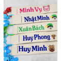 Nametag thêu tên theo yêu cầu, tag treo cặp cho bé. 