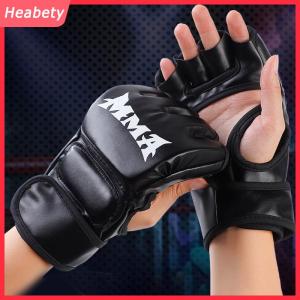 Heabety Găng tay đấm bốc Găng tay nửa ngón tay dày găng tay người lớn đấm bao cát chiến đấu Găng tay chiến đấu