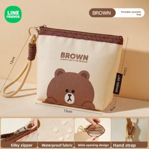 LINE FRIENDS BROWN Makeup Bag with Water-resistant Polyester Pouch LFB444