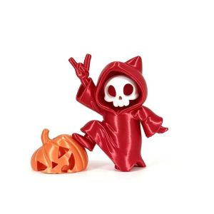 NHIH PLA Pumpkin Skull Statue Glossy Finish Mini Size Mini Ghost Figurine Printed Cloak Ornament Durable Car Dashboard Decor Car Dashboard