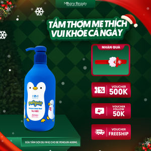 Sữa Tắm Gội Hữu Cơ Dịu Nhẹ Cho Bé Penguin 400ml dành cho mọi loại da dưỡng ẩm làm mềm mịn không cồn chăm sóc toàn diện da trẻ nhỏ.