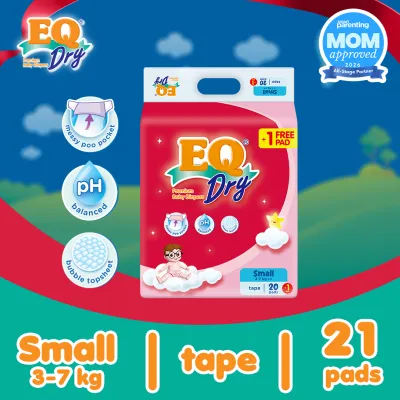 EQ Dry Travel Pack Small (3-7 kg) - 21 pcs x 1 pack (21 pcs) - Tape Diaper
