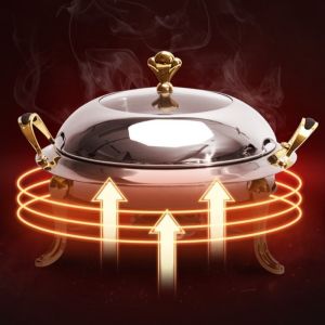 NUBE 18/20/24/26/28cm Alcohol Stove with Lid Stainless Steel Warmer Food Chafing Dish Durable Golden Buffet Dining Stove Buffet Catering