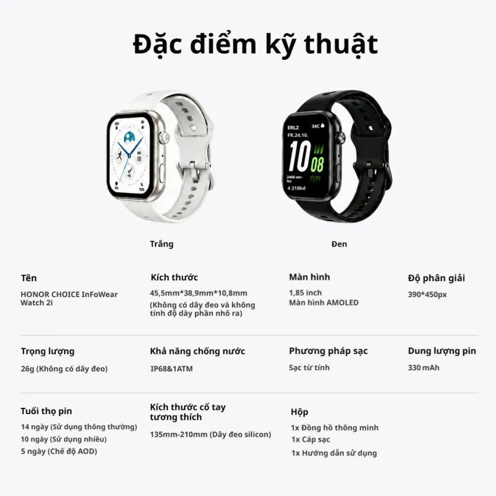 Đồng hồ thông minh HONOR CHOICE InfoWear Watch 2i | Màn hình AMOLED 1.85, Theo dõi thể dục đa dạng, Bao gồm dây đeo thay thế màu đen và trắng, 100% Chính hãng | BigBuy360 - bigbuy360.vn Đồng hồ thông minh HONOR CHOICE InfoWear Watch 2i | Màn hình AMOLED 1.85, Theo dõi thể dục đa dạng, Bao gồm dây đeo thay thế màu đen và trắng, 100% Chính hãng | BigBuy360 - bigbuy360.vn