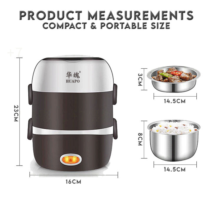 Electric Lunch Box Round Portable Heating Double Layer Stainless