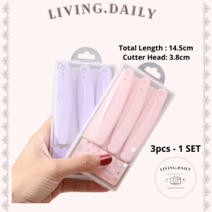 3pcs Folding Eyebrow Trimmer Eye Beauty Tool Multiple Usages pink purple 修眉刀 一套