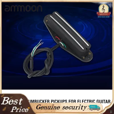 ammoon Dual Rail Guitar Pickup Quiet Pickup Standard Single Coil Sensitive and Clear Dual Humbucker 10Kohm Resistance Output 4 Conductors for Electric Guitars