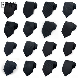 Newest 8CM Mens Ties Solid Black Color Striped Paisley Formal Classic Dress Gravata Corbatas Business Necktie Jacquard Woven Neck Ties for Men Groom Wedding Party Neckwear