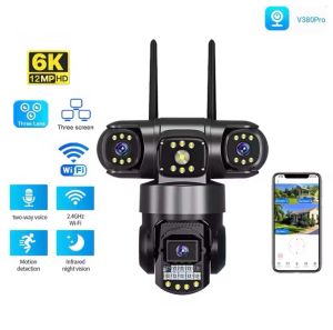 V380 Pro 3 เลนส์ 3 หน้าจอ พร้อมระบบ Wi-Fi PTZ สี การมองเห็นได้ในเวลากลางคืน การตรวจจับการเคลื่อนไหว ระบบเสียงสองทาง IP66