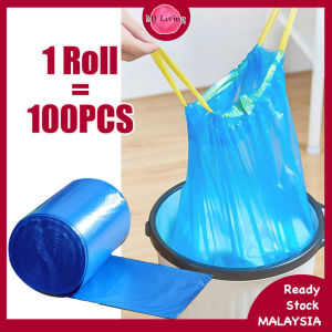 100 Pcs Drawstring Trash Bag Garbage Bag Rubbish With Rope Easy Pull Plastik