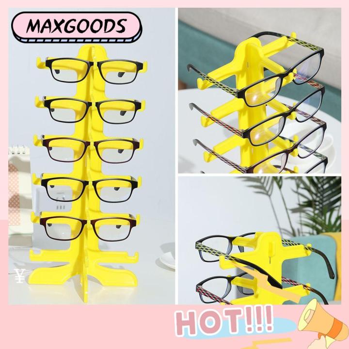 Acrylic Eyeglasses Holder Stand - Display Rack For 5 Pairs Of Glasses & Sunglasses