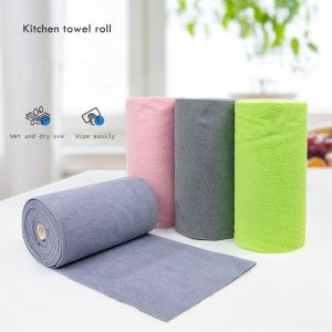25PCS/Roll Microfiber Towel Absorbent Kitchen Cleaning Dishcloth Non-stick Oil Dish Rags Oil Absorption
