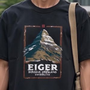 ✅ Mens T shirts mens T-shirts original 100% Eiger official T shirts mens casual Mountain View and water oversize premium cotton combed 24s work versatile breathable cool comfortable plant ornamental living outdoor .C