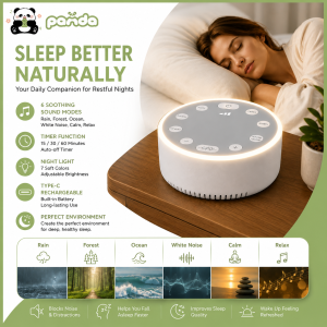 Rechargeable white noise sleep aid for babies and adults with night light | 6 natural sleep sounds
