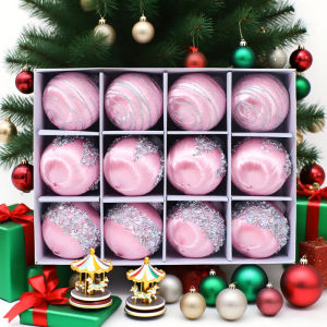12pcs/6cm Silk Thread Christmas Balls Sequin Xmas Decorative Hanging Ornaments New Year Party Christmas Spheres Pendant