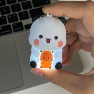 Kawaii Bubu Dudu Keychain Can Say I Love You Voice Toys with 3 Voices & Night Light Bag Decor Couple Gifts